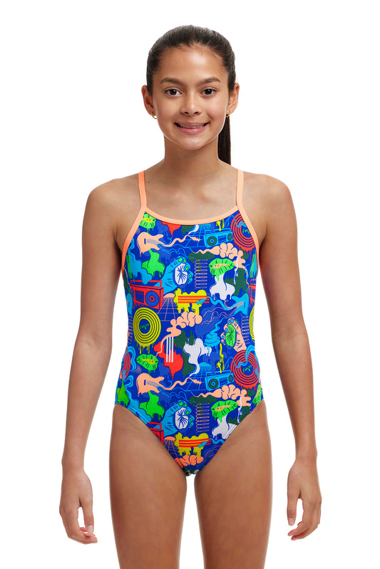 Funkita Girls Blues Baby Diamond Back One Piece